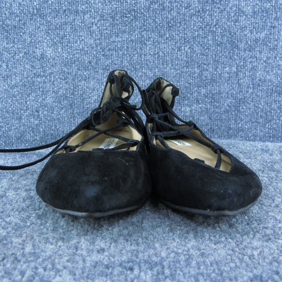 Steve Madden Eleanorr‎ Women Flat Shoes Black Leather Lace Up Size 8.5 Medium - Picture 2 of 9